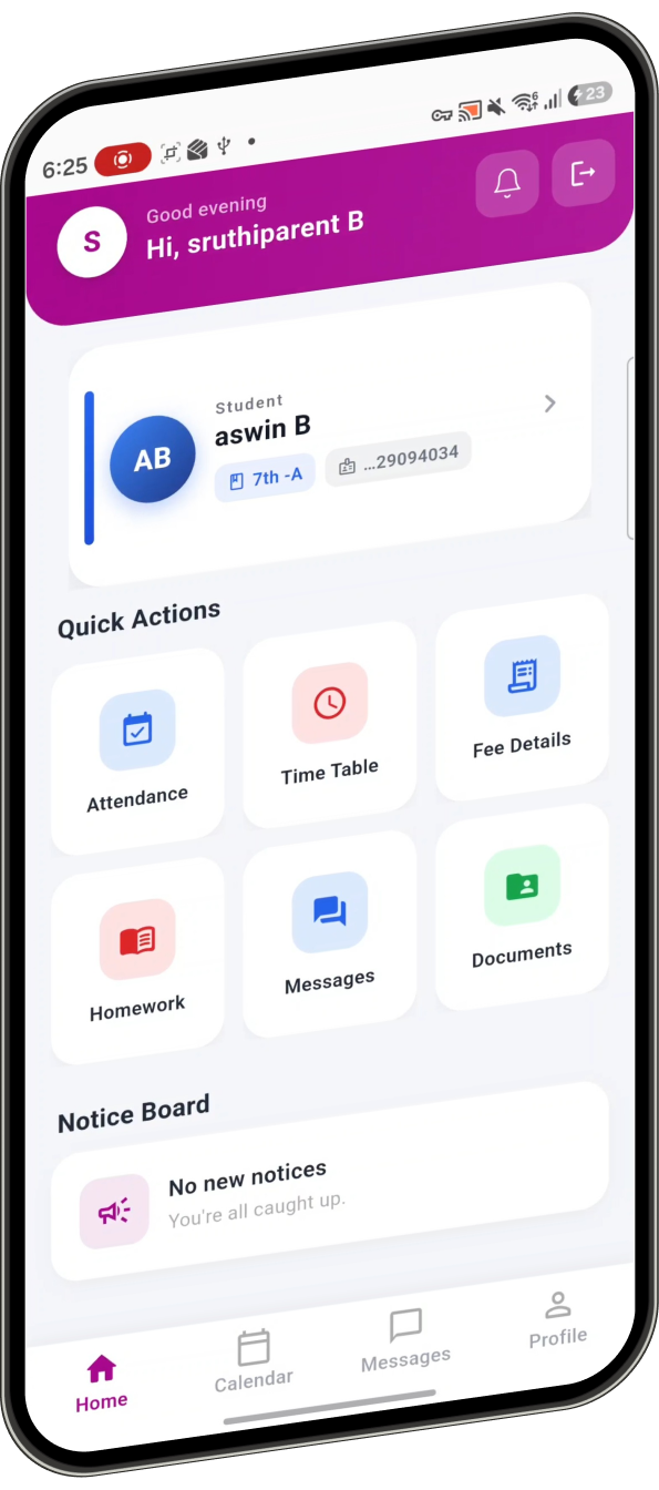 SchoolHub Mobile Screen with Payment Switch Swoop